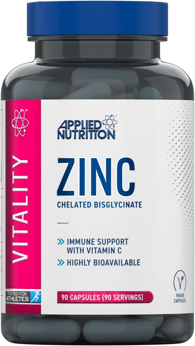 Applied Nutrition Zinc - 15mg Strength Supplement for Normal Immune System Function, Bones, Hair, Skin & Nails, Made in The UK, Vegan