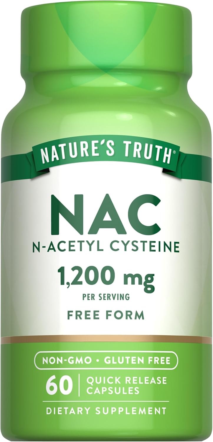 Nature's Truth NAC Supplement | 1200mg | 60 Capsules | N Acetyl Cysteine | Free Form Amino Acid | Non-GMO and Gluten Free Supplement