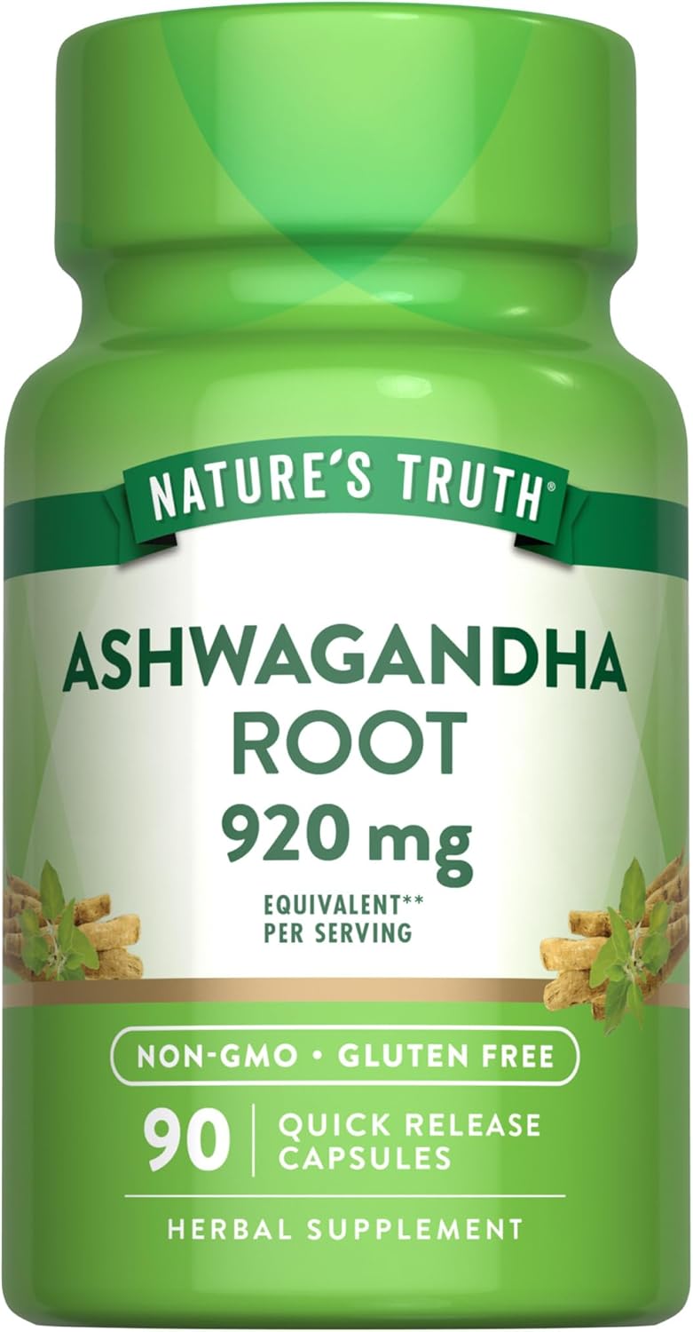 Nature's Truth Ashwagandha Supplement Capsules | 920 mg | 90 Count | Non-GMO & Gluten Free