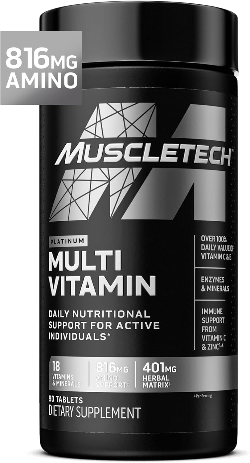 MuscleTech Platinum Multivitamins - Multi-Vitamin Supplement for Immune Support - 18 Vitamins & Minerals, Vitamin A C D E B6 B12 - Daily Workout Supplements