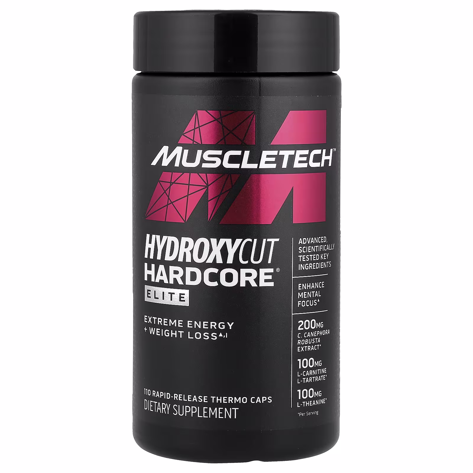 Hydroxycut Hardcore Elite - 110 Rapid-Release Thermo Caps - Energy & Focus - for Men & Women