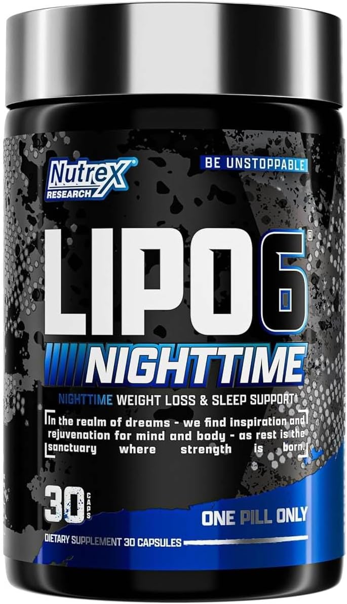 Nutrex Lipo 6 Nighttime Fat Burner | Melatonin Sleep Aid & Weight Loss Diet Pills for Men and Women | Night Time Metabolism Booster Appetite Suppressant
